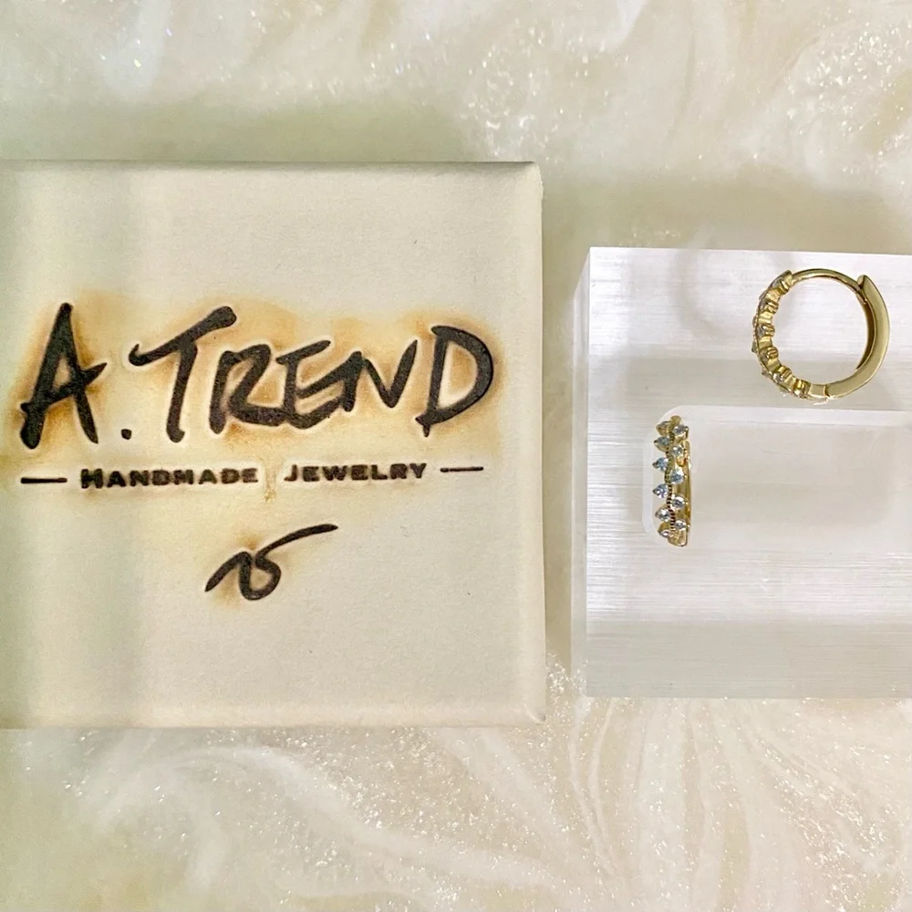 Gold and zircon detailed Hoop Earrings